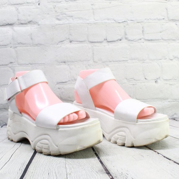 Pull & Bear Leather Platform Strap Sandals Sz 38 - Picture 3 of 9